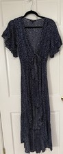 Express Women's Wrap Dress Navy Blue/White Polka Dot, Excellent, Sz XS