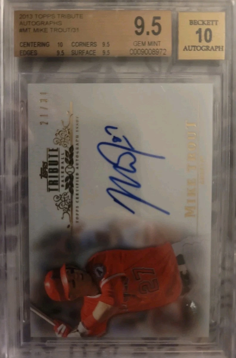 Mike Trout Grade 9.5 Baseball Autographed Sports Trading Cards
