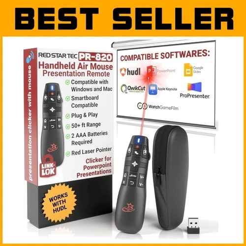 Wireless Presentation Clicker with Air Mouse & Laser Pointer
