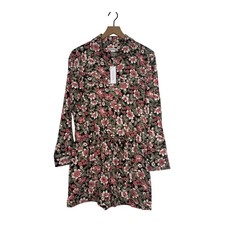 NEW Outerknown Romper Jumpsuit Size M Pink Floral Linen Organic Cotton Shortall