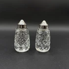 Vintage 1976 Waterford Crystal Glandore Salt & Pepper Shakers EPNS Silver Tops