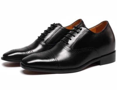 CHAMARIPA Men's Height Increase Leather Dress Shoe Elevator Calfskin Oxfords 6.5