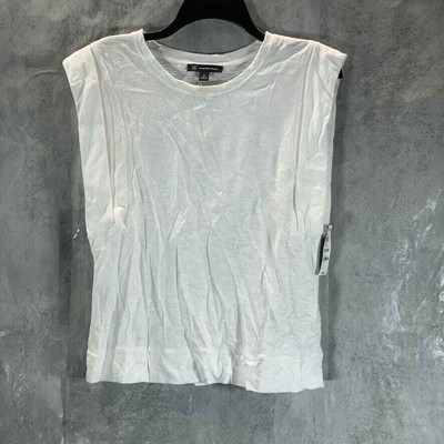 INC INTERNATIONAL CONCEPTS Women's Bright White Extended Cap-Sleeve T-Shirt SZ M
