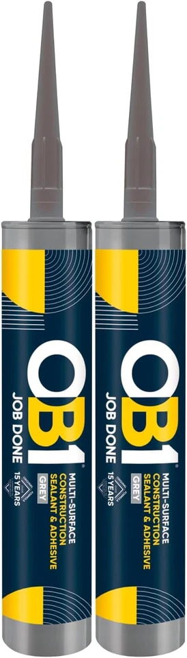 2x OB1 Multi-Surface Construction Sealant & Adhesive Waterproof Hybrid - Grey