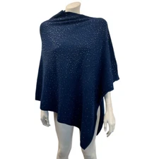Womens La Fiorentina One Size Navy Beaded Poncho