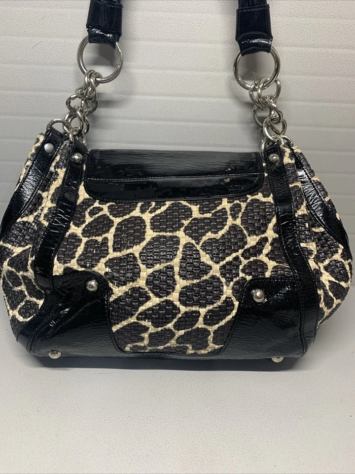 Stuart Weitzman Leopard  Print Twist lock Satchel Shoulder Bag Purse~Classy! - Image 4 of 4