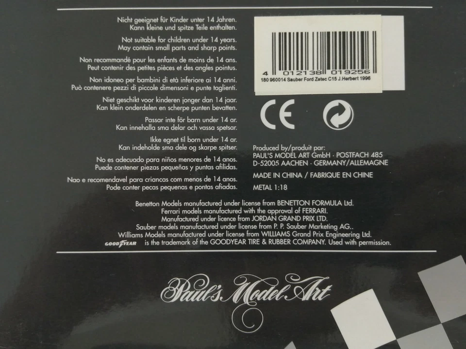 Sauber C15 1996 Johnny Herbert 1/18th Scale Model Car Pauls Model Art - Image 3 of 3