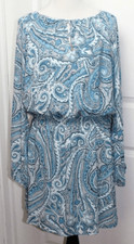 White House Black Market Spilt-sleeve Paisley Blouson Fluence Romantic Dress 24W
