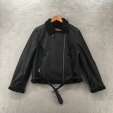 Black Rivet Fux Faur Leather Motorcycle Jacket Womens Xl Black Zip Up Collared