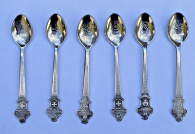 Six(6) Vintage Authentic ROLEX Stainless Souvenir Spoons Bucherer