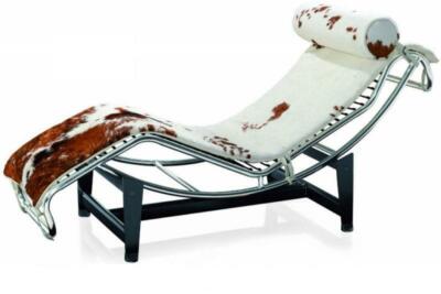 Classic modern design Le corbusier design LC4 lounge chair genuine cowhide brown
