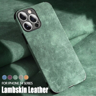Hülle Für iPhone 16 15 14 Pro Max 13 12 11 8 Stoßfestes Lambskin Leder Soft Case