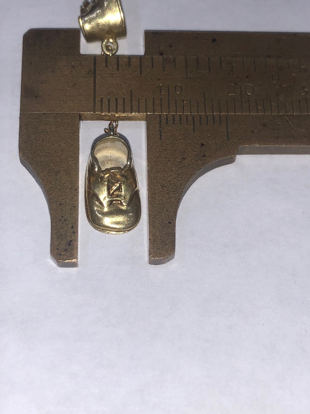 14K Yellow Gold Baby Boy Shoe Pair Boot Necklace Pend… Gem