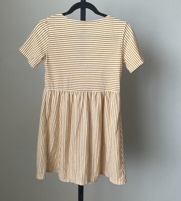 asos design v neck button through mini smock dress Asos Design Mini V Neck Button Through Smock Dress in Stripe Size 4