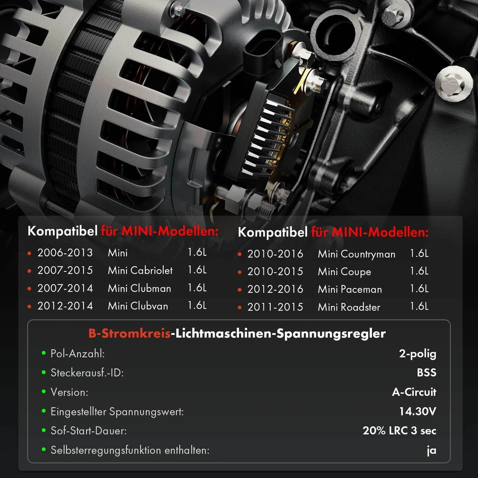 Regolatore Di Alternatore Per MINI Mini R56 Cabriolet Clubman Coupe - Immagine 3 di 4