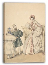 Tela/Cornice Pierre-Numa Bassaget, chiamato Numa - Moda disegno con una donna s