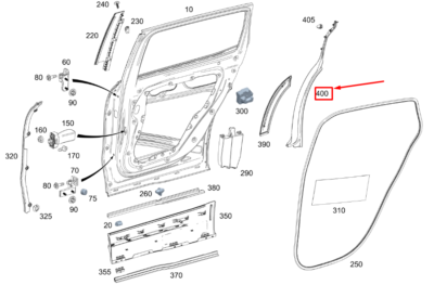 MERCEDES-BENZ GLB X247 Rear Right Door Cover Strip A2477307203 NEW 