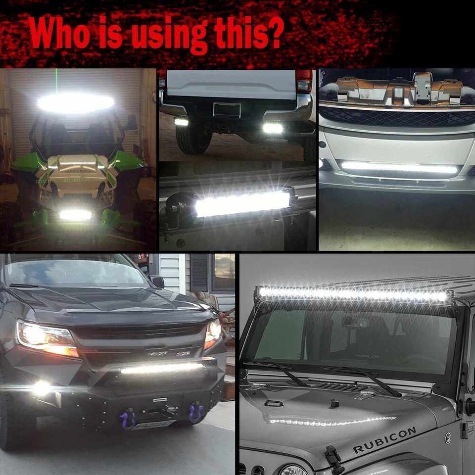 2PCS 7"inch LED Work Light Bar Single Row Spot Flood Offroad Driving ATV 4WD SUV - Image 4 of 4