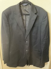 Stafford Black Lined Wool 2 Button Men's Blazer Sports Coat Jacket Size 46 R