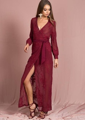 Lioness Shes All That Wrap Dress Wine 