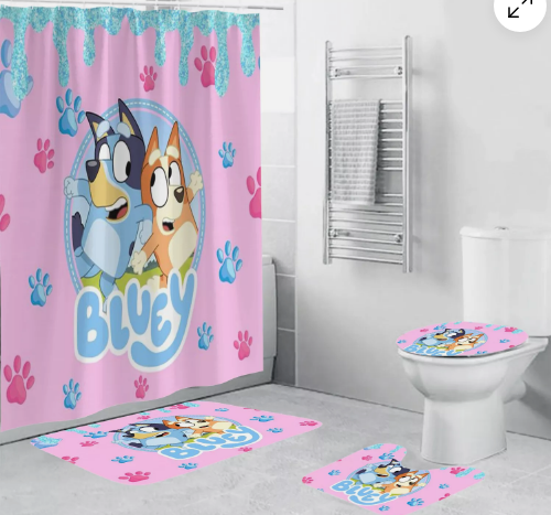 Cute Cartoon Bluey Bathroom Sets, Shower Curtain Sets