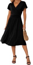 GRECERELLE Summer Dress for Women, Casual Ruffle Short/Long Sleeve Dresses, Wrap