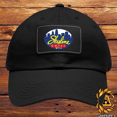 Skyline Chili Favourite Food Logo Dad Hat with Leather Patch Black/White