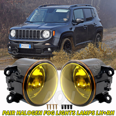 Pair Fog Lights Driving Lamps For Jeep Renegade 2015 2016 2017 18 w/ H11 Bulbs