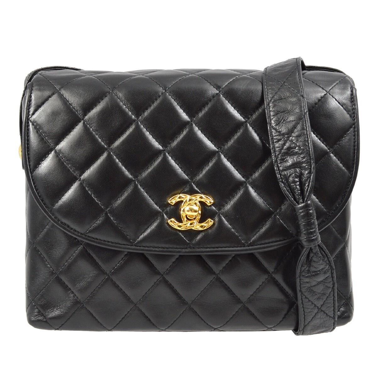Chanel Black Lambskin Shoulder Bag 190964 | eBay