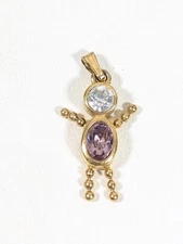 Vintage Avon Pink Birthstone Rhinestone Child Boy Girl Pendant Charm