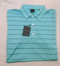 Dunning Golf Performance Fabric Green Striped Polo Golf Shirt NWT Small $89