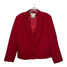 Norton McNaughton Red 100% Wool 2 Button Coat Blazer Jacket Womens Size 12 Lined