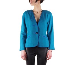 Thierry Mugler Vintage Womens Collarless One Button Blazer Jacket FR 36 / US 4