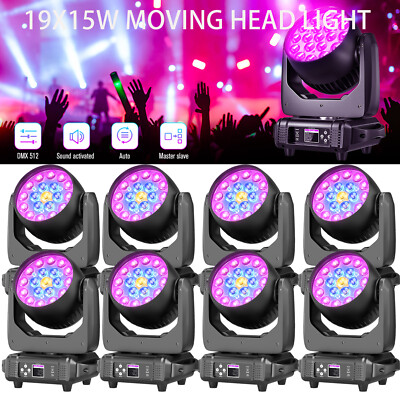 DMX 32CH 19x15W RGBW 4-in-1 LED Zoom Moving Head Beam Light DJ Party Stage Light