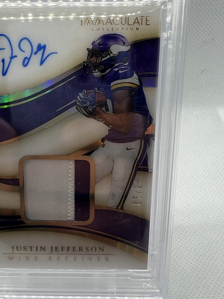 2020 Immaculate Justin Jefferson Gold #/25 2 Color RPA PSA 9 Pop 2 None Higher - Image 2 of 3
