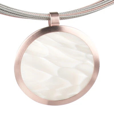 Ernstes Design Colgante de Mujer AN503 Seda Madera Blanco Acero Dorado Calidad - Imagen 1 de 3