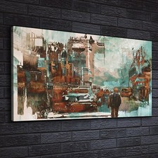 Canvas Wandbild Leinwand Bilder 140x70 Stadt Straße Mann Abstrakte Malerei