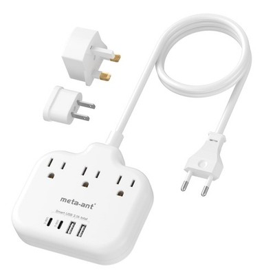 European Travel Plug Adapter, US to European Plug Adapter with 3 American Out...