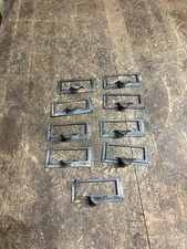 VTG Label Card Holder Cabinet Drawer Bin Pulls Handles Brass Hardware Lot USA