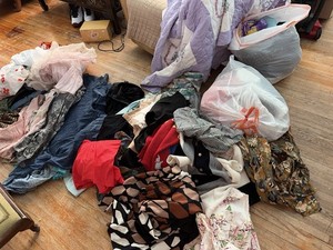 Vintage Woman’s Clothing Lot Dresses Shirts Pants Tux Lingerie 4 Huge Trash Bags