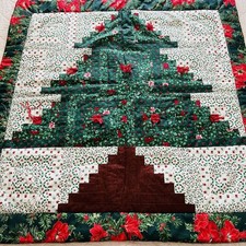 New Handmade Christmas-Themed Cotton Quilt with a large stylized Christmas tree