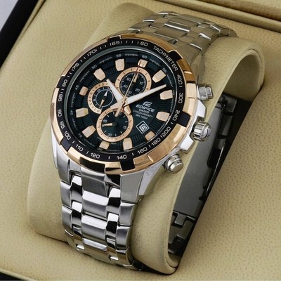 Casio Edifice EF-539D-1A5 Men Chronograph Rose Gold Black Dial Watch 100M