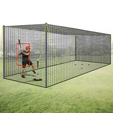 22FT Softball Baseball Cage Netting Batting Net Nylon Netting Fiberglass Pole