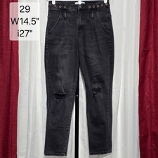 Vervet Blue Black Distressed High Rise Grommet Jeans Size 29