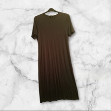 Khaki Viscose Midi T Shirt Dress IG974