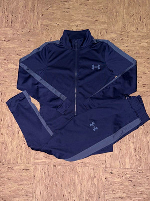 Under Armour Trainingsanzug 2-tlg Jacke+Hose Blau XS Logo RV Strick