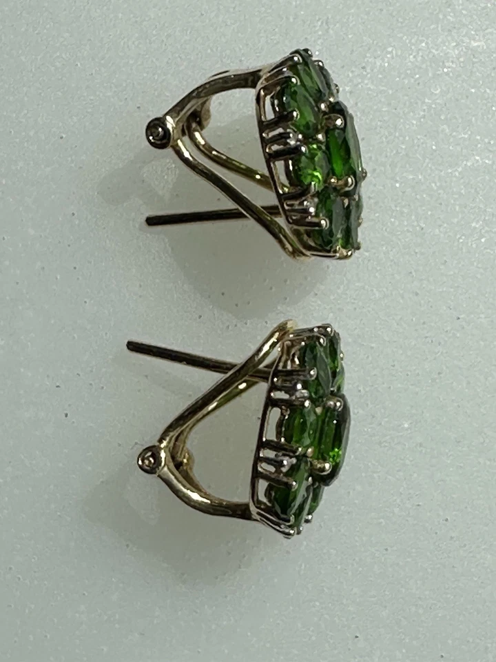 Steckerclips Ohrstecker russischer Chromdiopsid je 9 funkelnde Steine+ 8 Brillis - Bild 3 von 4