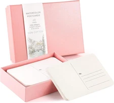 Prudiut 48 Sheets 4x6 Watercolor Postcards, 140lb/300gsm 4 x 6 inches, Pink 