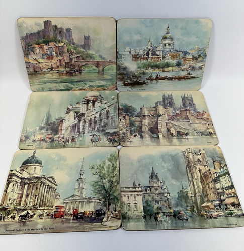 Pimpernel London England Landmarks Placemats Set of 6 Cork Backed Vintage - Afbeelding 1 van 13