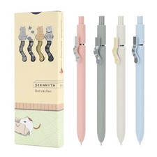 Cute Cat Gel Pens 4 PCS 0.5mm Black Ink Quick Dry Fine Point Cat Lover Gift